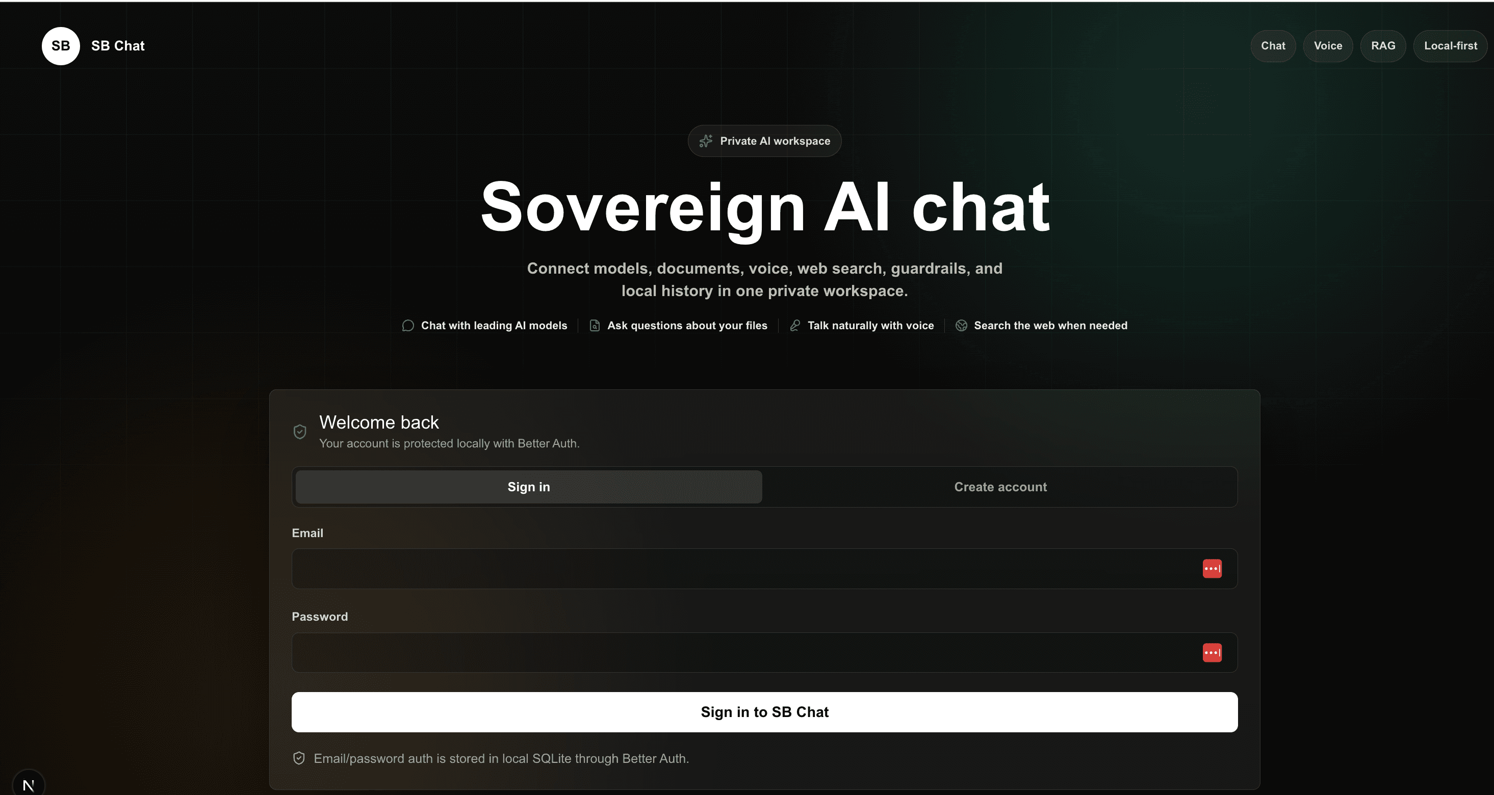 Batuk sovereign AI workspace homepage