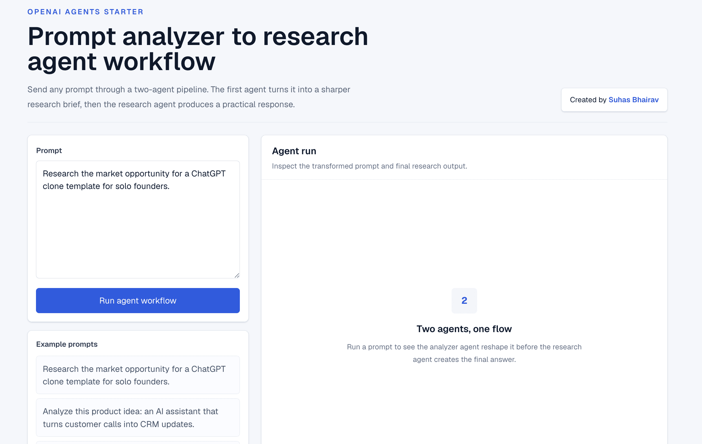 AI Agents Starter Next.js OpenAI Agents SDK template