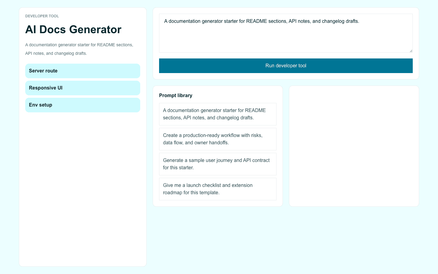 AI Docs Generator Next.js AI template interface