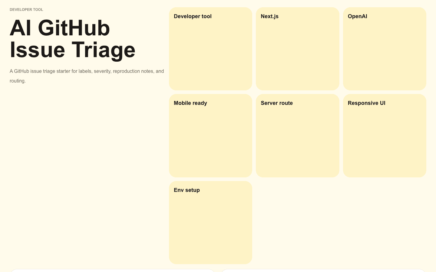 AI GitHub Issue Triage Next.js AI template interface