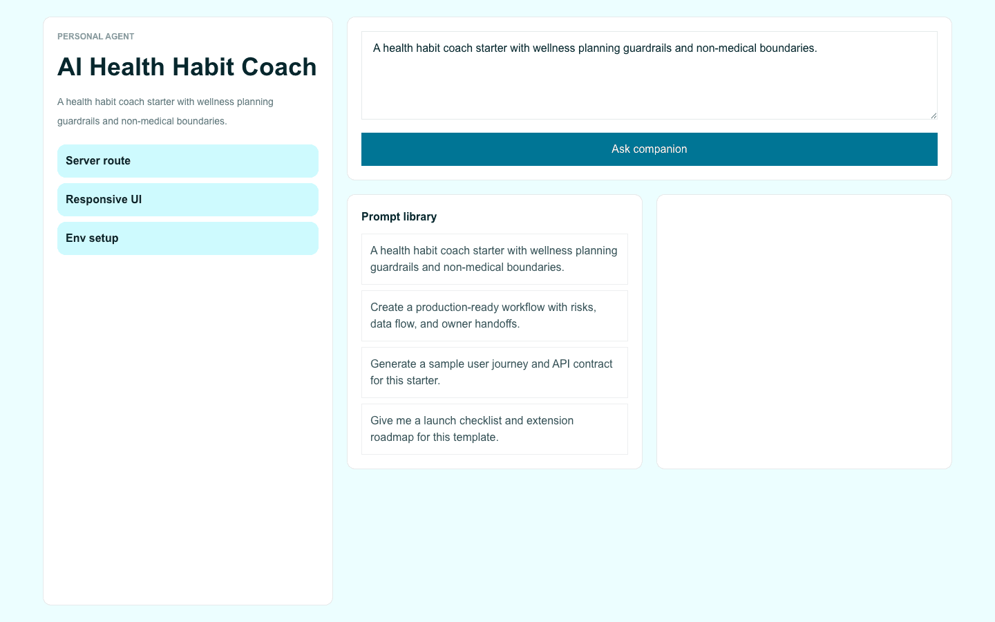 AI Health Habit Coach Next.js AI template interface