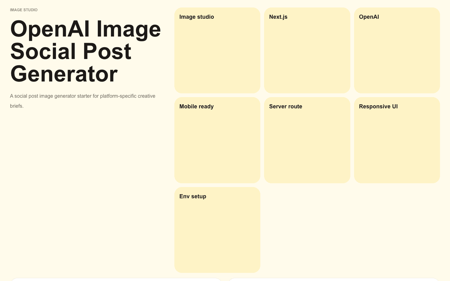 OpenAI Image Social Post Generator Next.js AI template interface