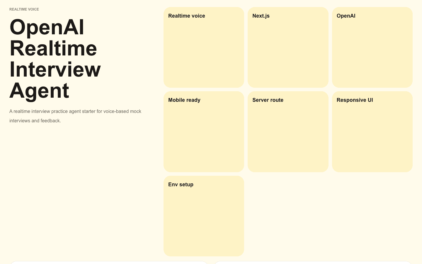 OpenAI Realtime Interview Agent Next.js AI template interface