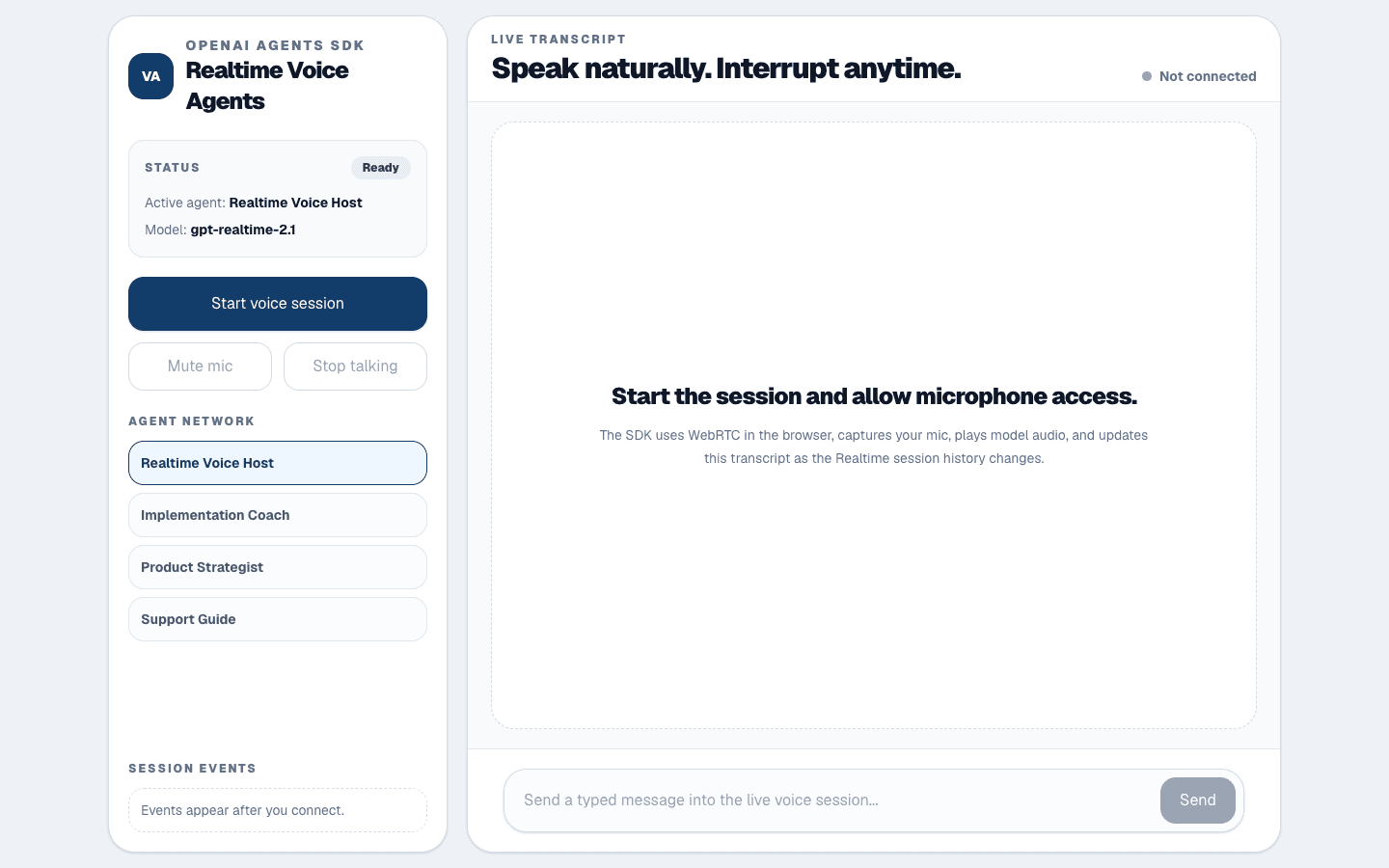 Voice AI Agents Next.js realtime OpenAI Agents SDK template interface