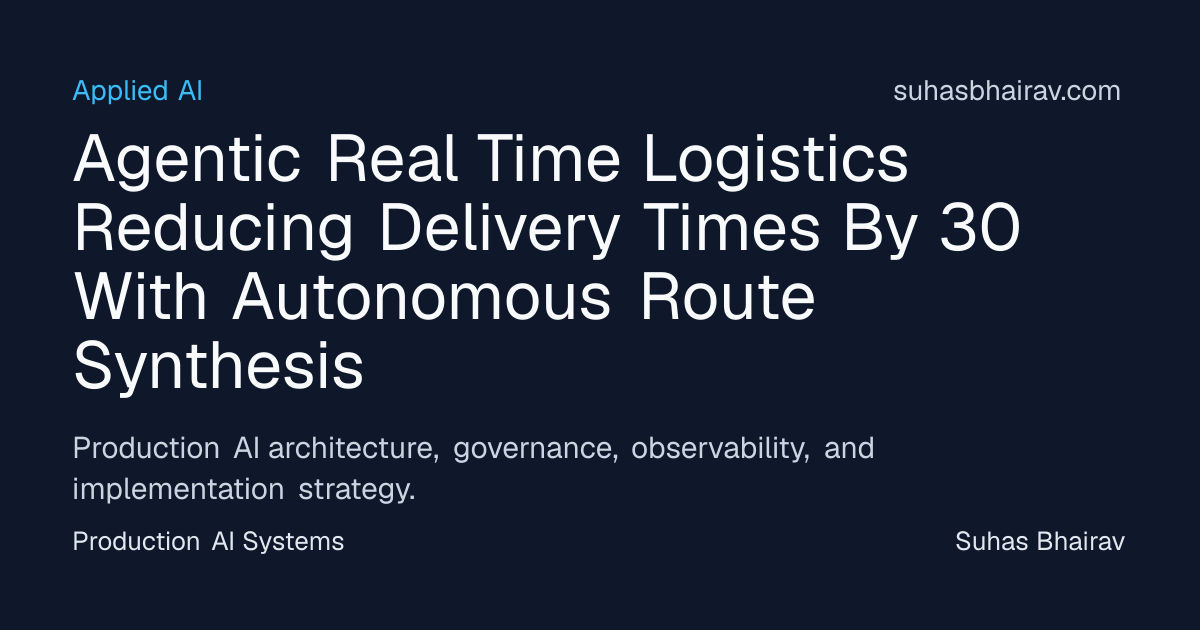 Autonomous Route Synthesis for Real-Time Logistics | Suhas Bhairav