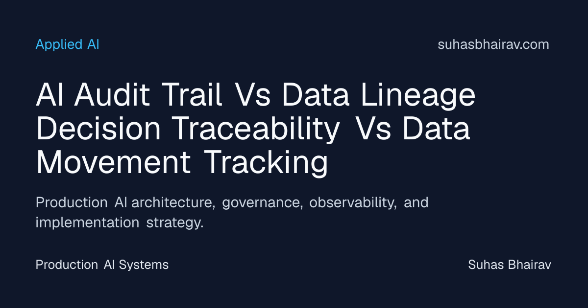AI Audit Trails and Data Lineage for Production Systems | Suhas Bhairav