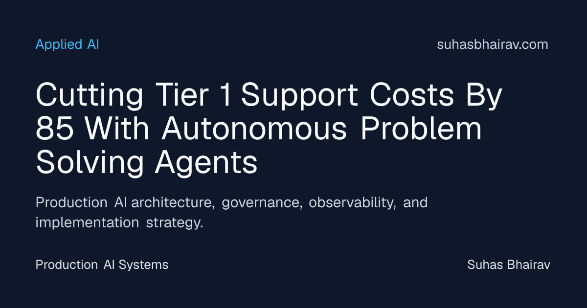 Slash Tier-1 Support Costs 85% with Autonomous Agents | Suhas Bhairav