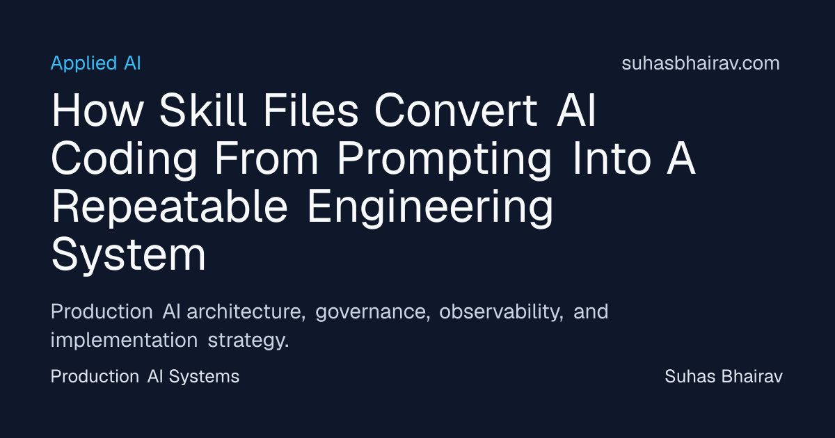 Skill Files for Repeatable AI Coding & Engineering | Suhas Bhairav