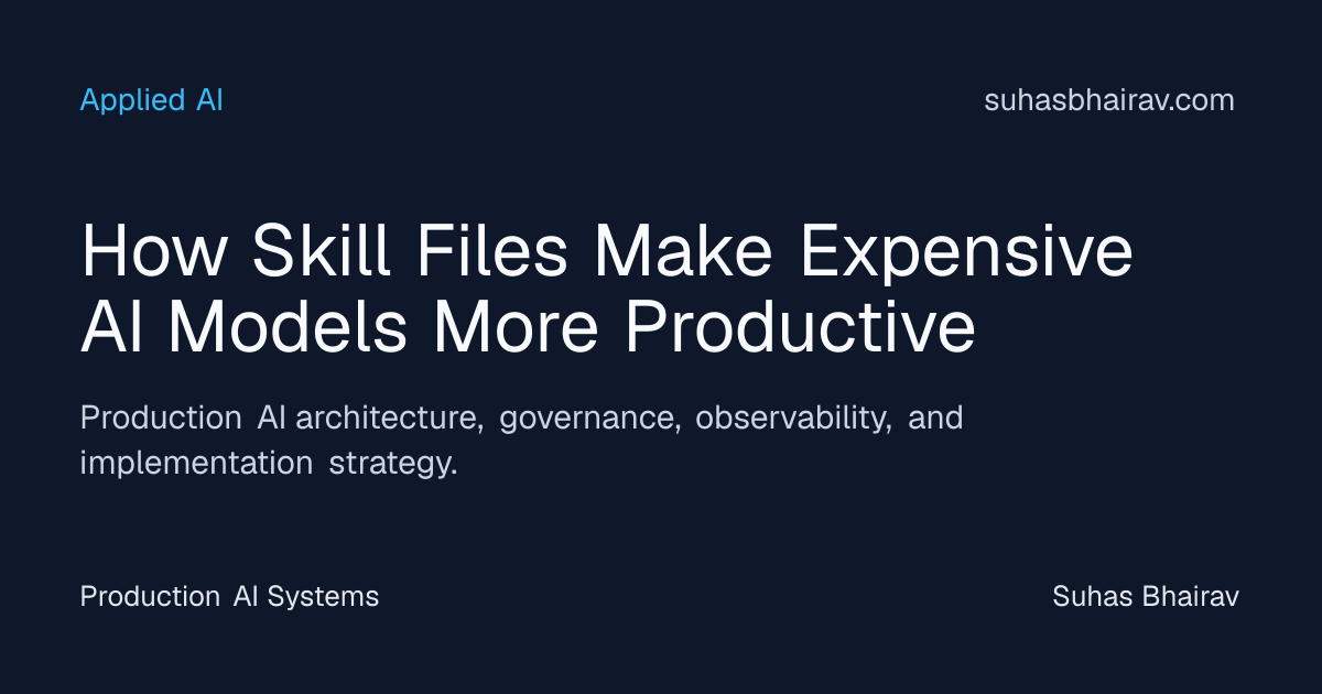 Reusable skill files for production-grade AI models | Suhas Bhairav