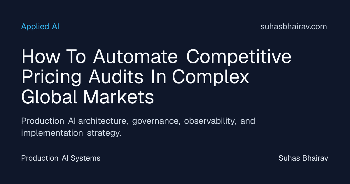 Automating pricing audits in complex markets | Suhas Bhairav