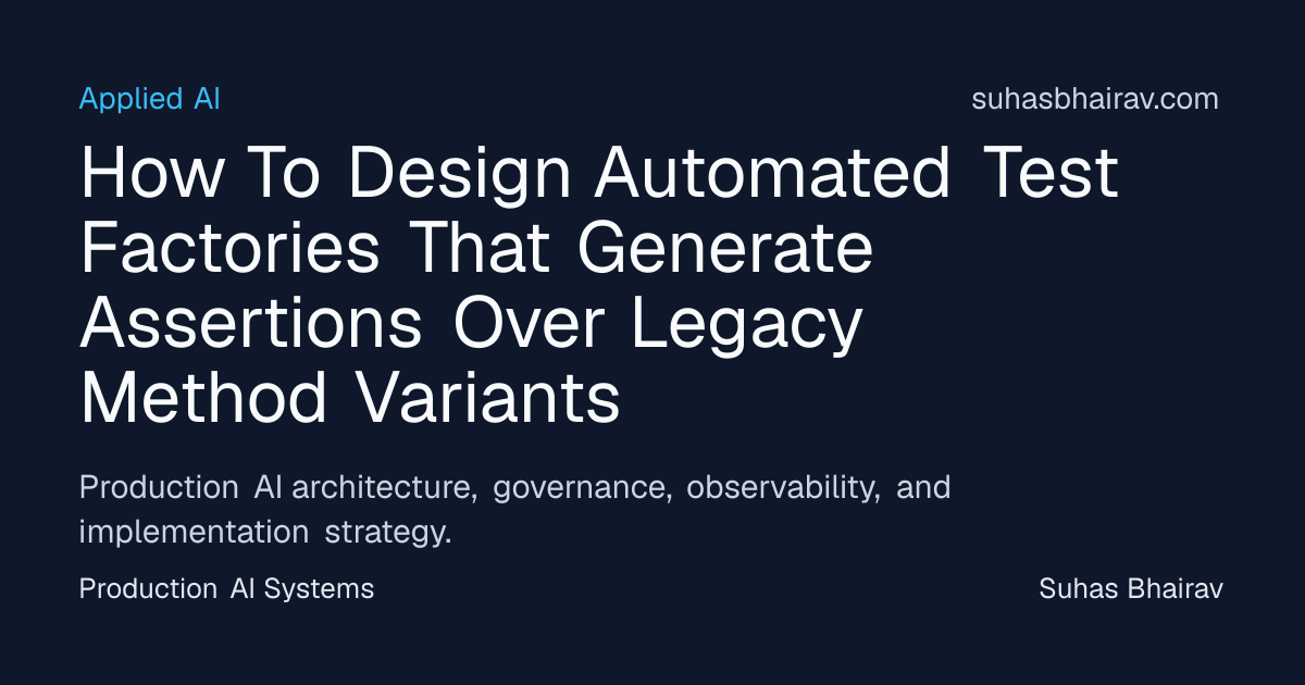 Automated test factories for legacy method variants | Suhas Bhairav