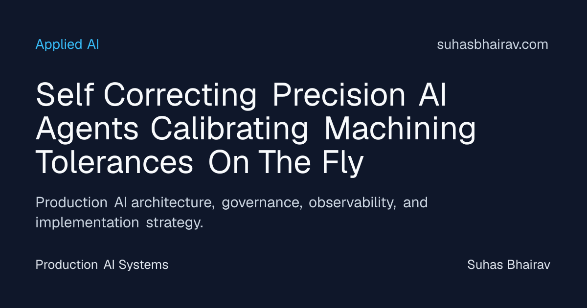 Self-Correcting AI for Machining Tolerances | Suhas Bhairav