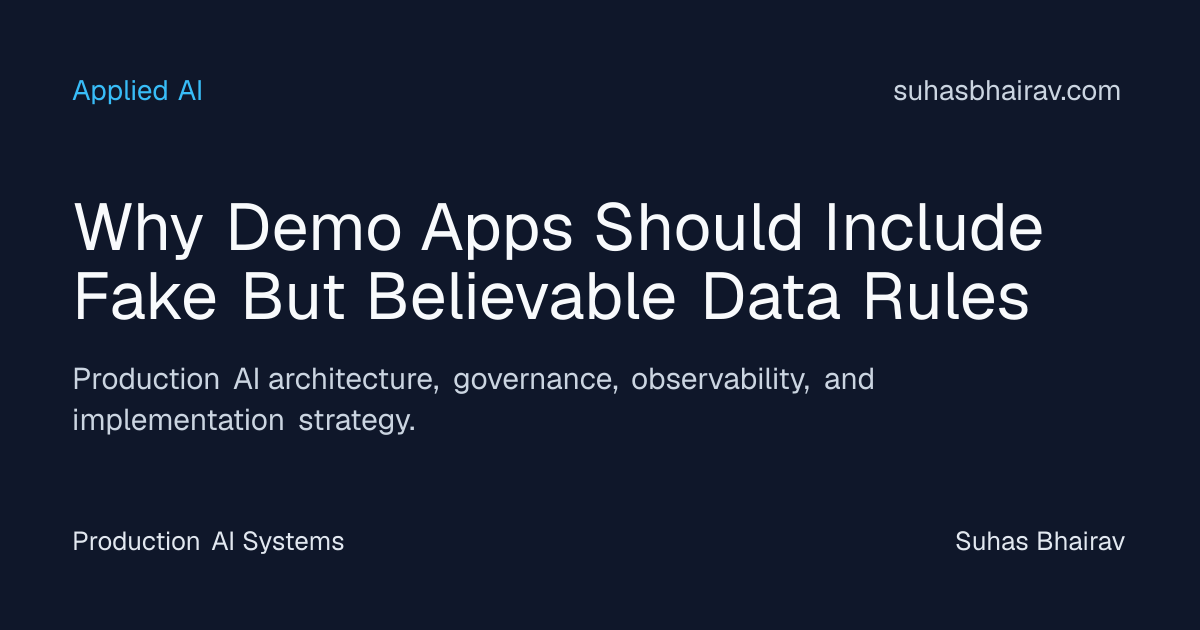 Fake-data rules for production-ready AI demos | Suhas Bhairav